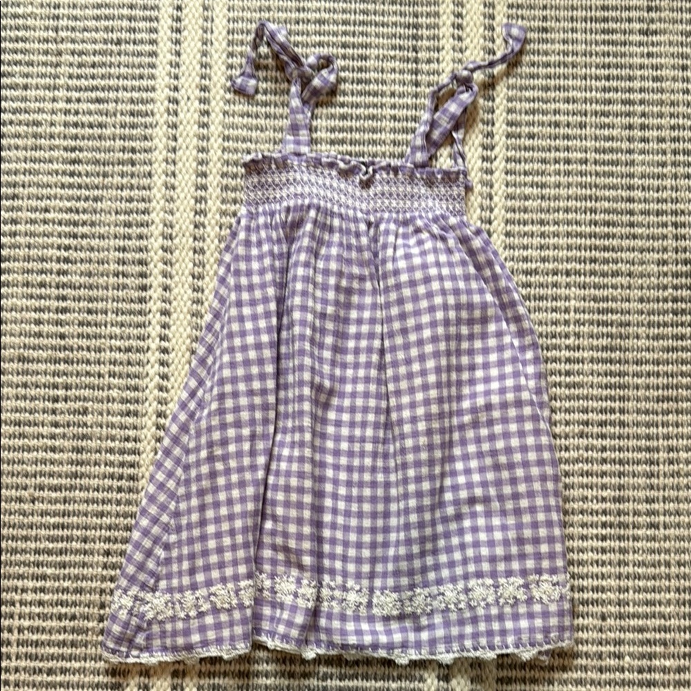 Charming Purple Checkered Kids Dress